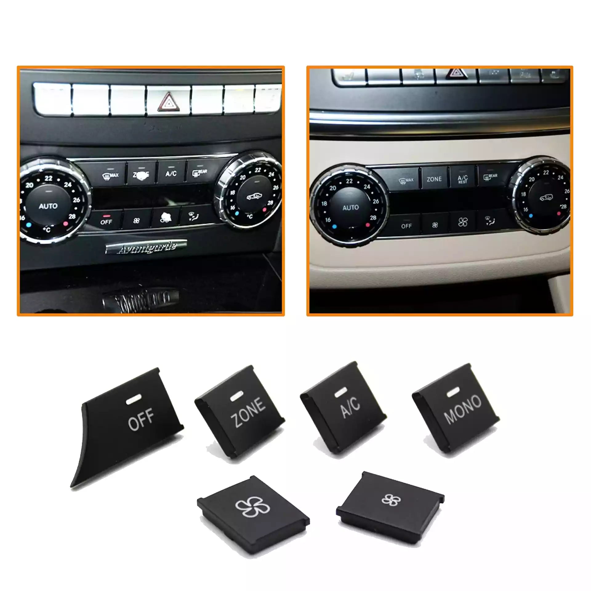 Buy Mercedes Benz C-Class Sedan (2010-2015) Black Dashboard AC Buttons Set- Model A (W204)