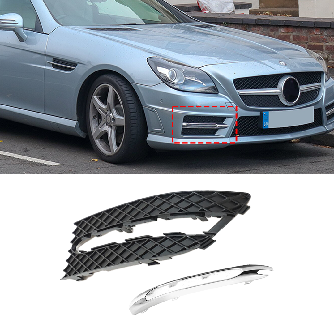 Buy Front Right Fog Lamp Cover Perfect Fit for Mercedes Benz SLK Class R172 Roadster (2012-2016) without hole (with touch of chrome)