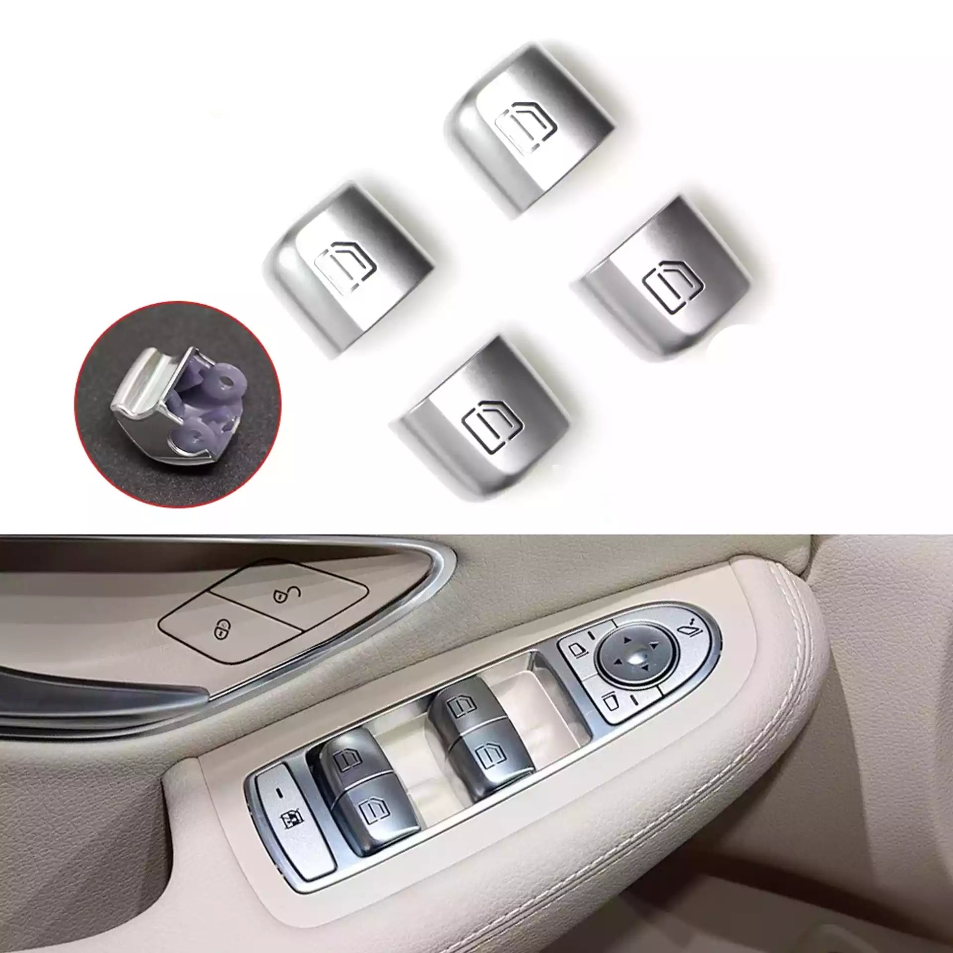 Buy Mercedes Benz C-Class W205 Sedan (2015-2022) Chrome Window Lifter Switch Buttons 4PCS